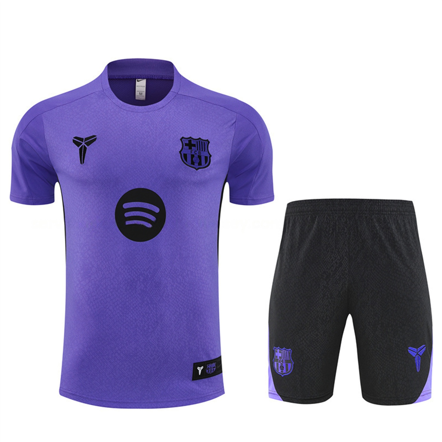 Barcelona 25-26 X KB Short-Sleeve Training Set - Purple Top & Black Shorts - SOCCERDEALSHOP