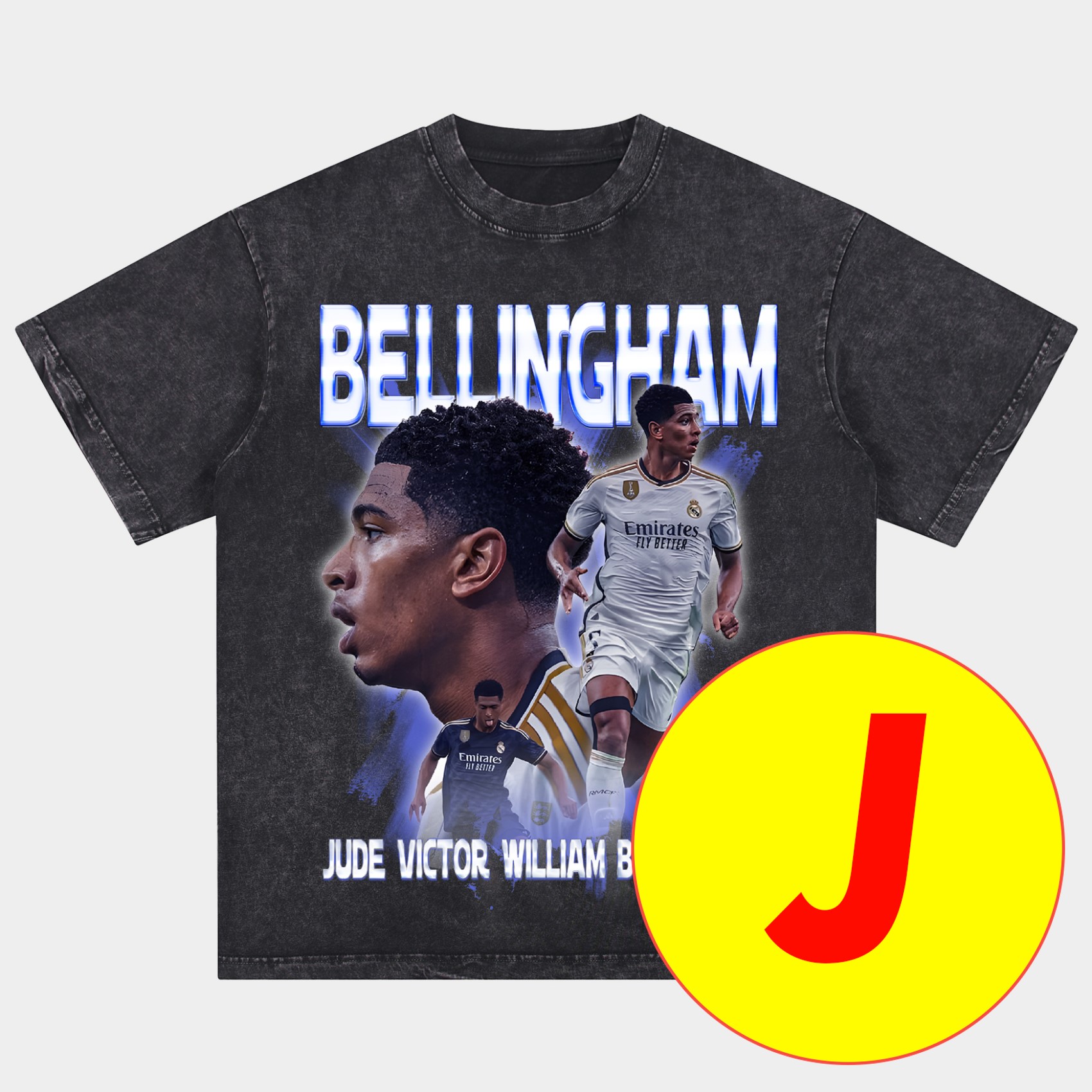 Bellingham Real Madrid England 24-25 25-26 Oversized Washed T-Shirt - SOCCERDEALSHOP