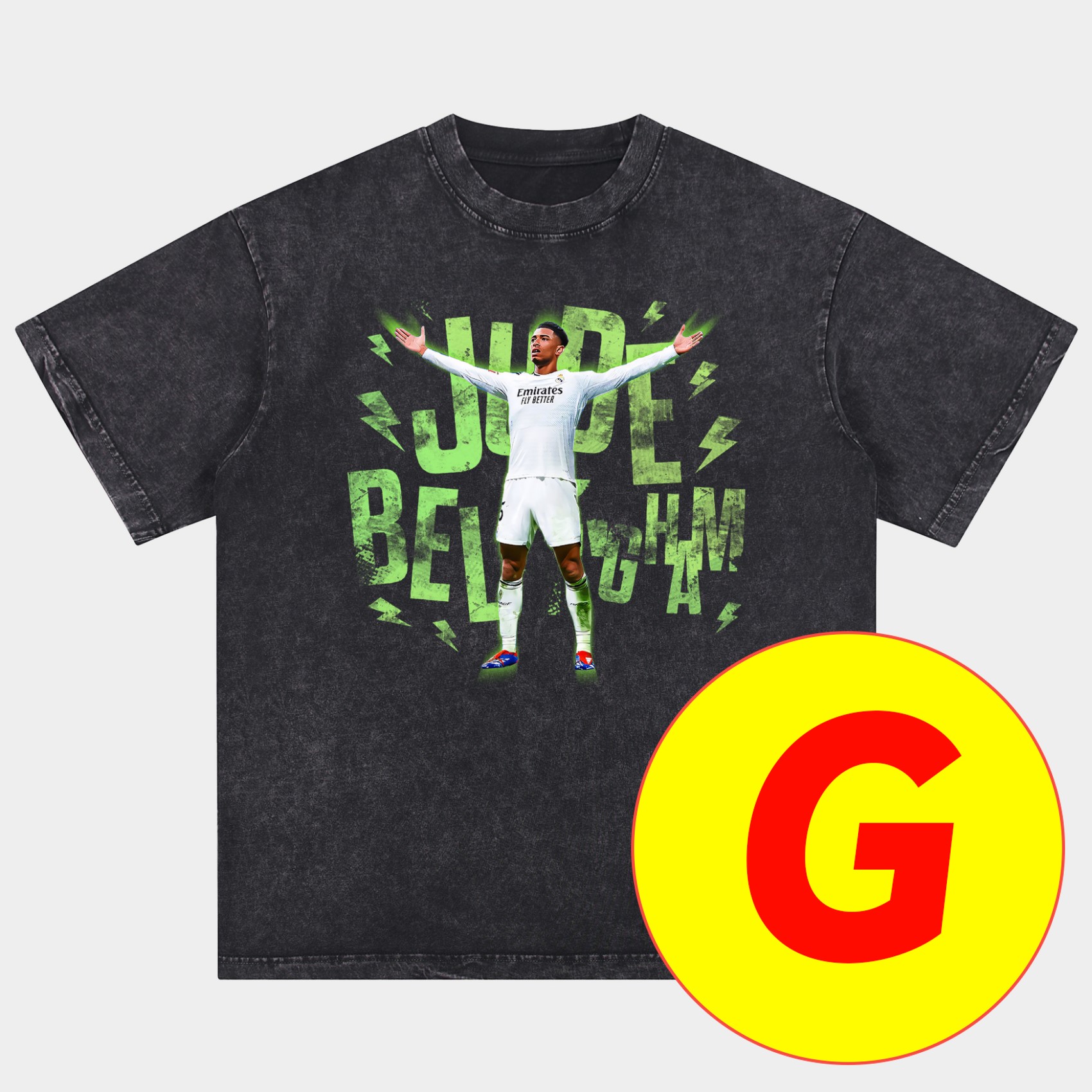 Bellingham Real Madrid England 24-25 25-26 Oversized Washed T-Shirt - SOCCERDEALSHOP