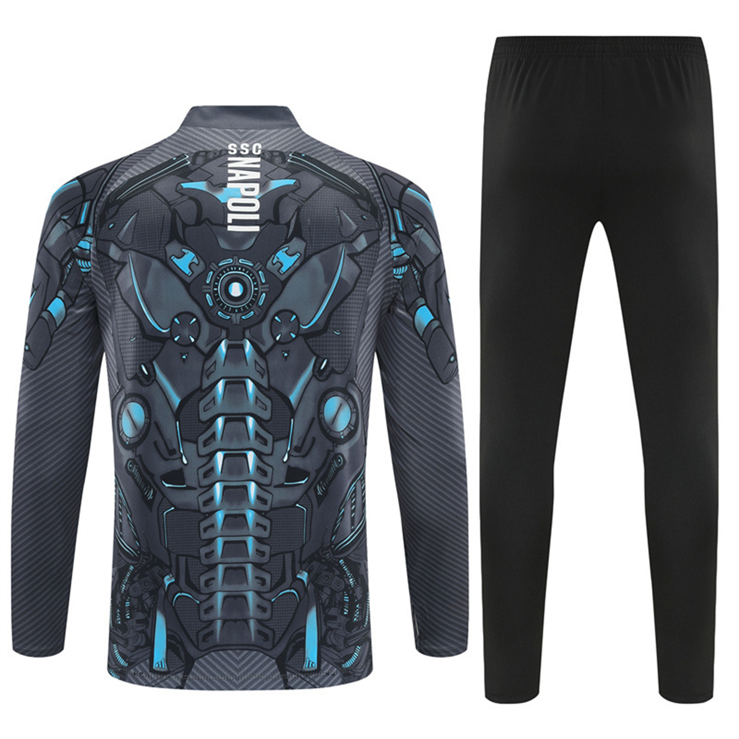 Napoli 25-26 Long Sleeve Training Set - Gray Mecha Top & Black Pants - SOCCERDEALSHOP