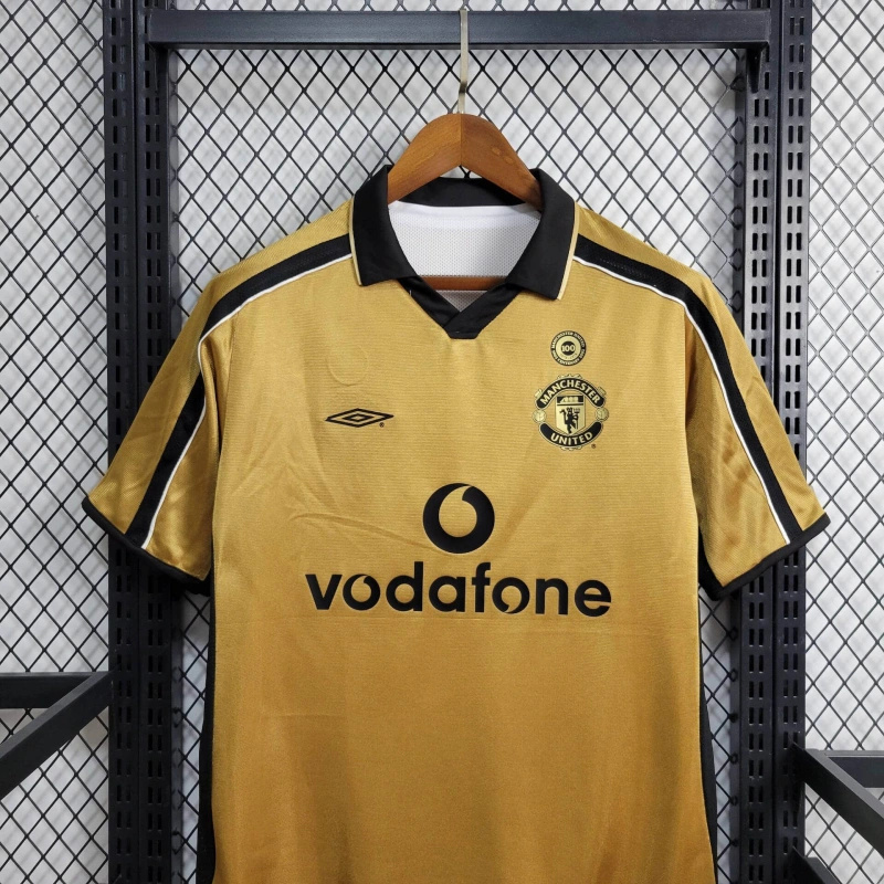 Retro Manchester United 01-02 100th Anniversary Special Edition Jersey - White & Gold - SOCCERDEALSHOP