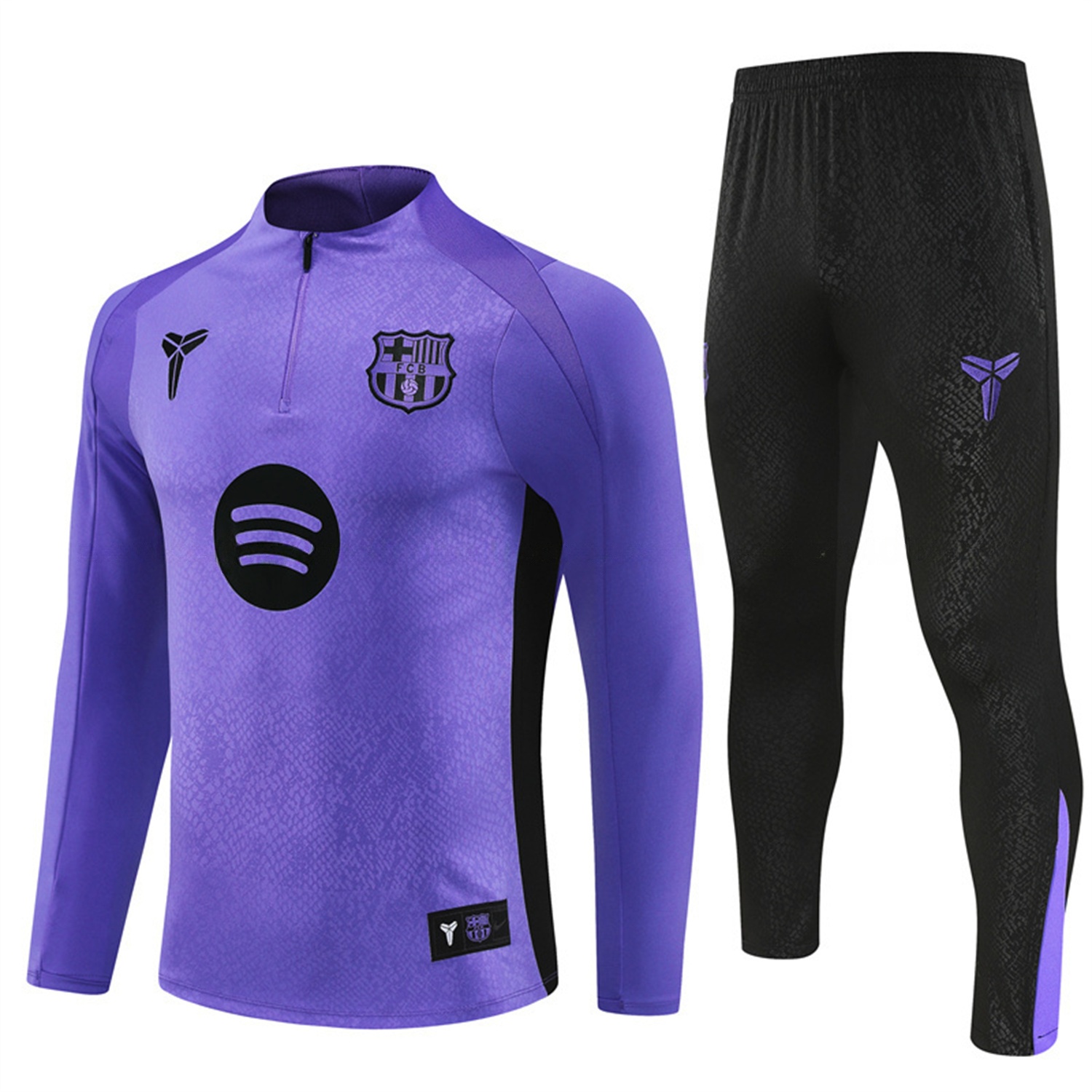 Barcelona 25-26 X KB Long Sleeve Training Set - Purple Top & Black Pants - SOCCERDEALSHOP