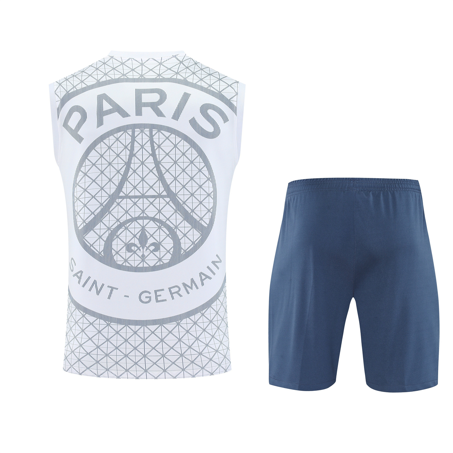 Paris Saint-Germain PSG 25-26 Vest Training Set - White Vest & Deep Blue Shorts - SOCCERDEALSHOP