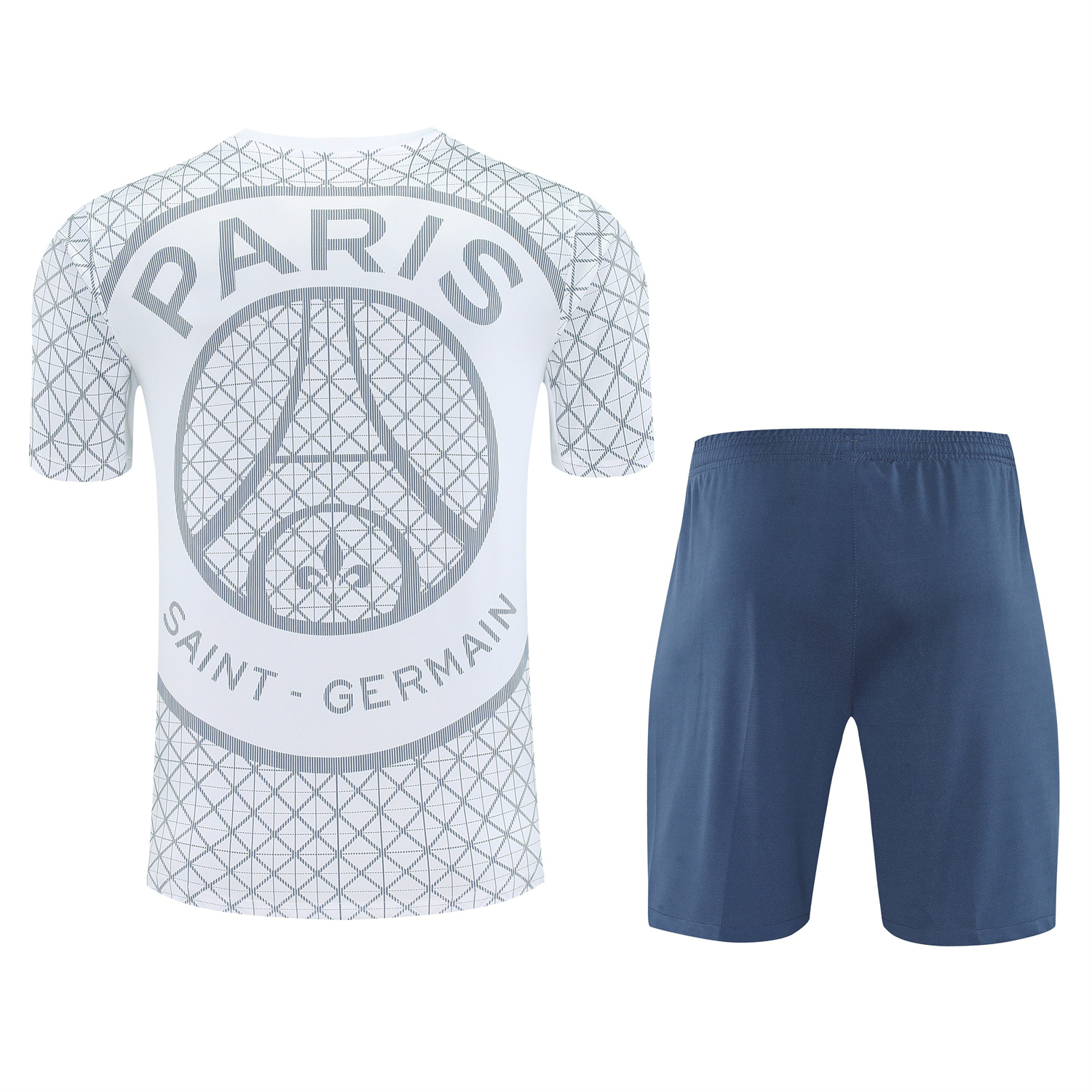 Paris Saint-Germain PSG 25-26 Short-Sleeve Training Set - White Top & Deep Blue Shorts - SOCCERDEALSHOP