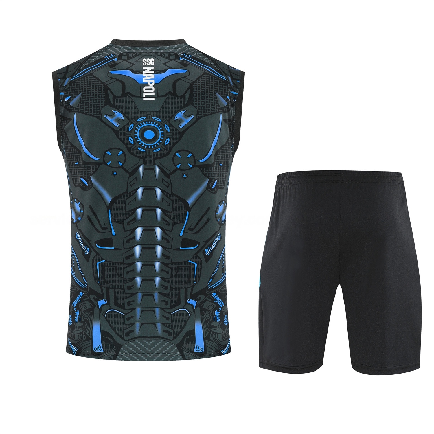Napoli 25-26 Vest Training Set - Black Mecha Vest & Black Shorts - SOCCERDEALSHOP