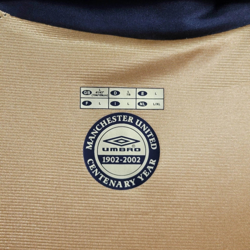 Retro Manchester United 01-02 100th Anniversary Special Edition Jersey - White & Gold - SOCCERDEALSHOP