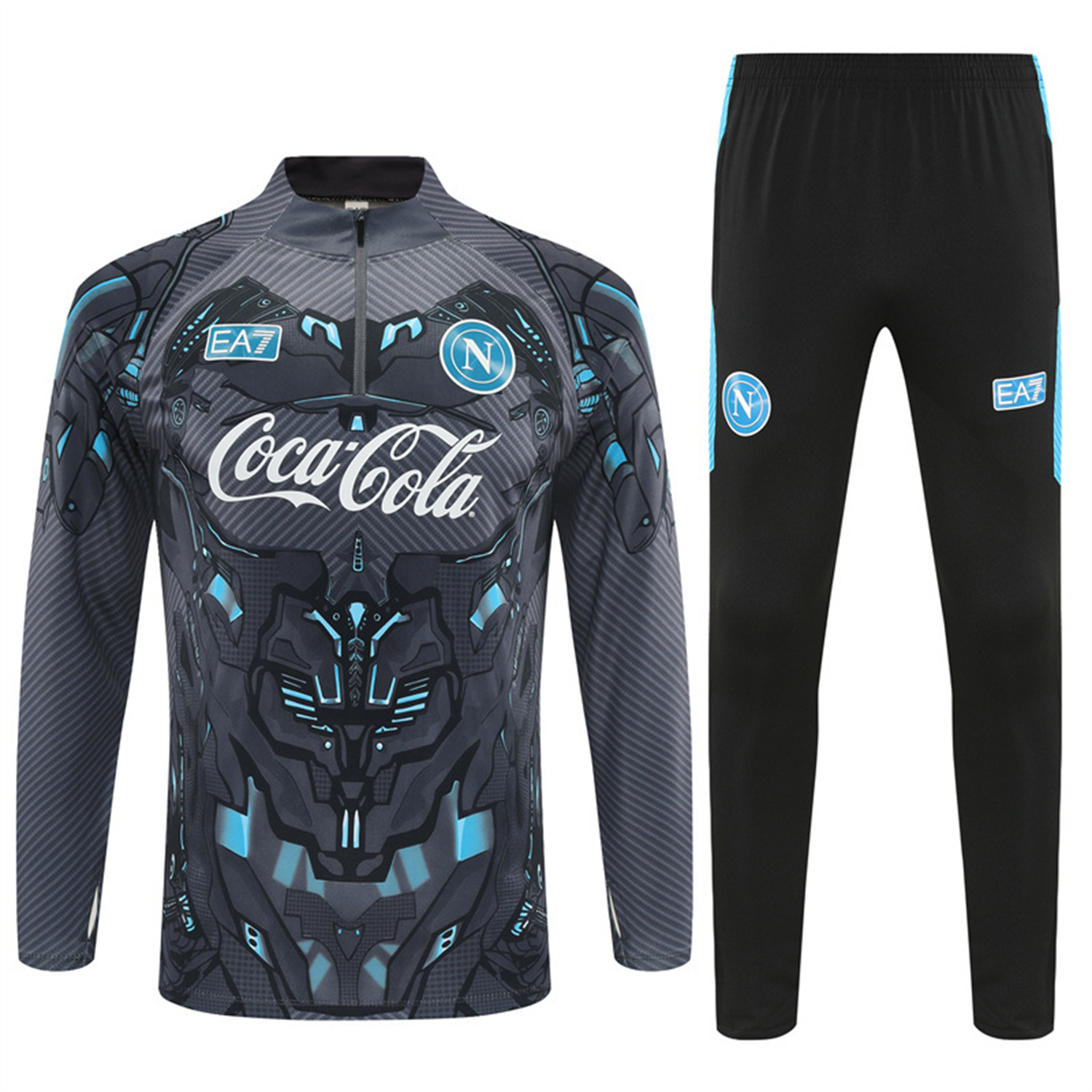Napoli 25-26 Long Sleeve Training Set - Gray Mecha Top & Black Pants - SOCCERDEALSHOP