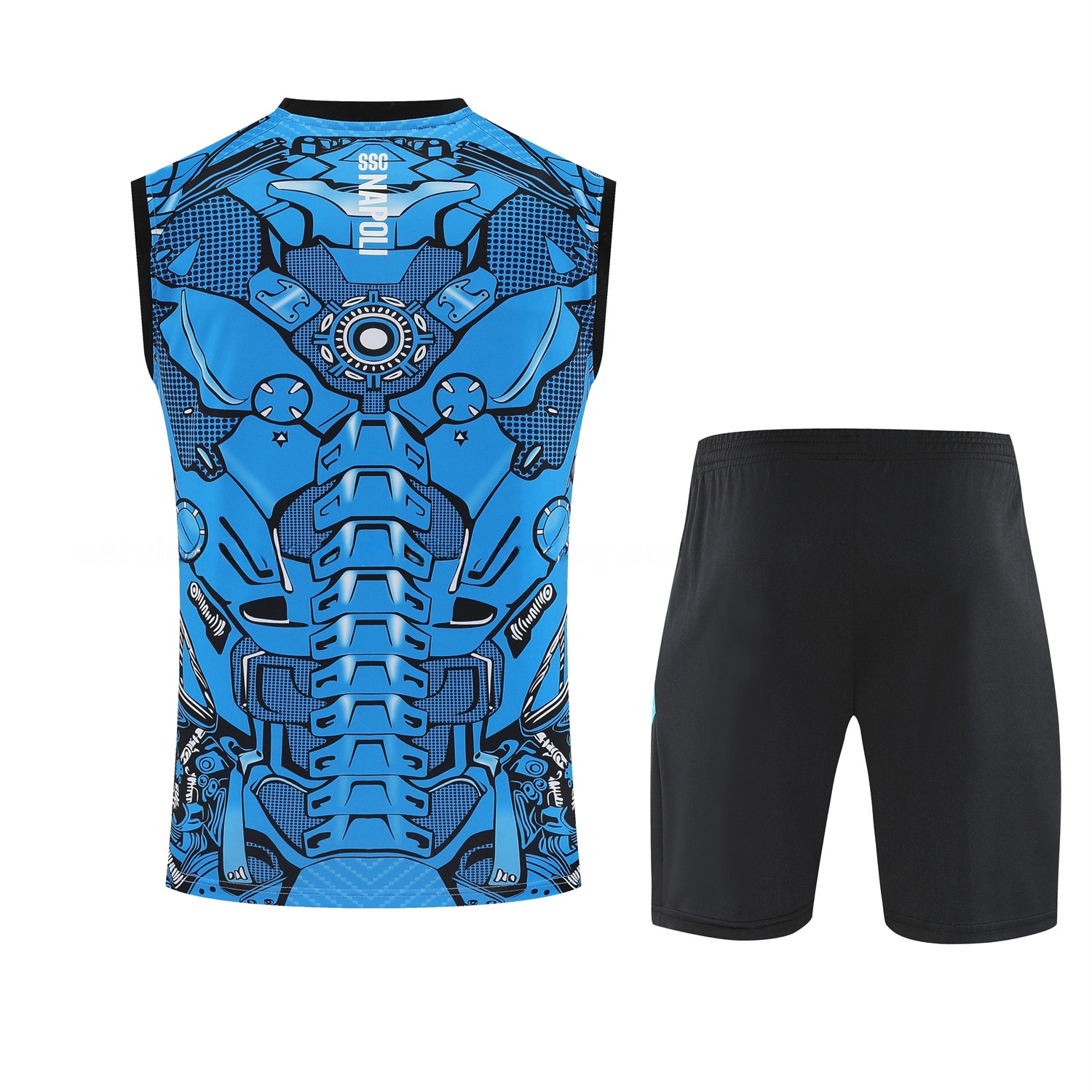 Napoli 25-26 Vest Training Set - Blue Mecha Vest & Black Shorts - SOCCERDEALSHOP