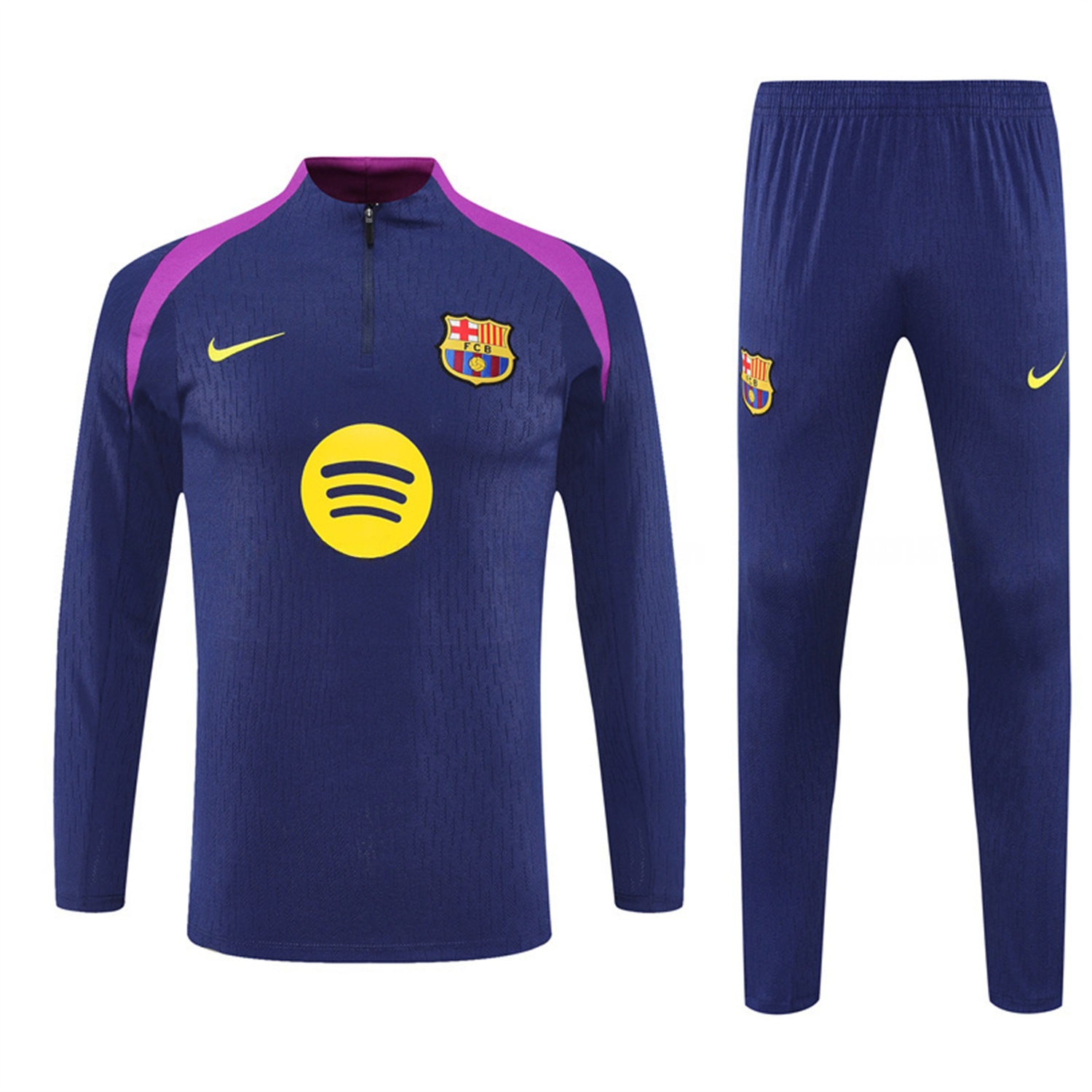 Barcelona 25-26 Kids Long Sleeve Training Set - Royal Blue Top Yellow Sponsor & Royal Blue Pants - SOCCERDEALSHOP