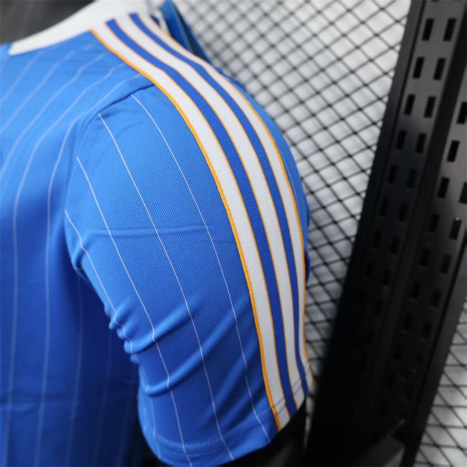 Real Madrid 25-26 Trefoil White Lines Blue Travel Jersey - Player Version - SOCCERDEALSHOP