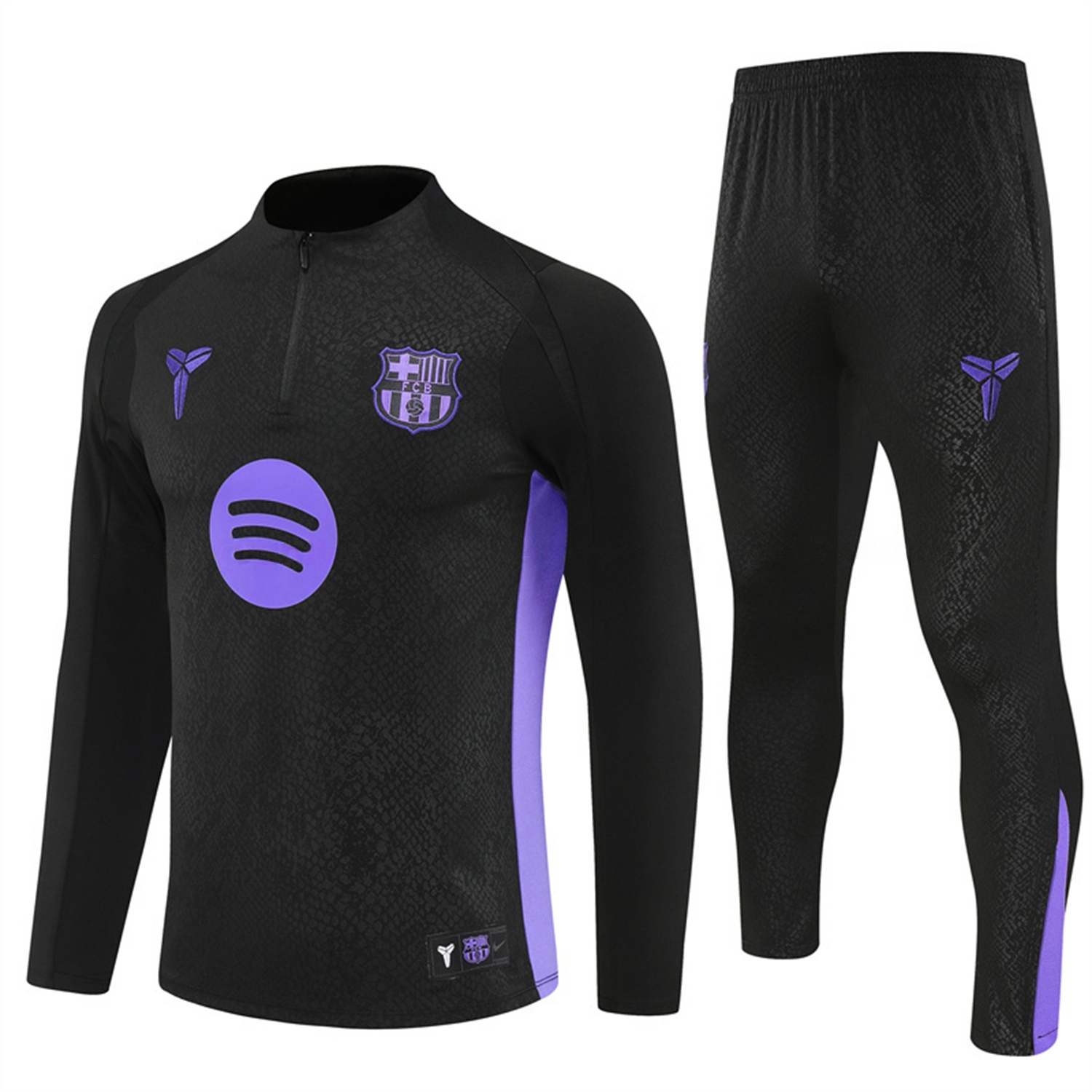 Barcelona 25-26 X KB Long Sleeve Training Set - Black Top & Black Pants - SOCCERDEALSHOP