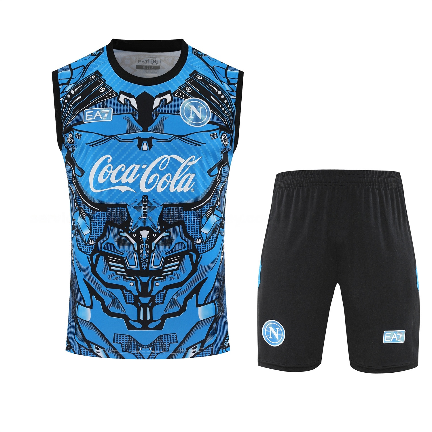 Napoli 25-26 Vest Training Set - Blue Mecha Vest & Black Shorts - SOCCERDEALSHOP