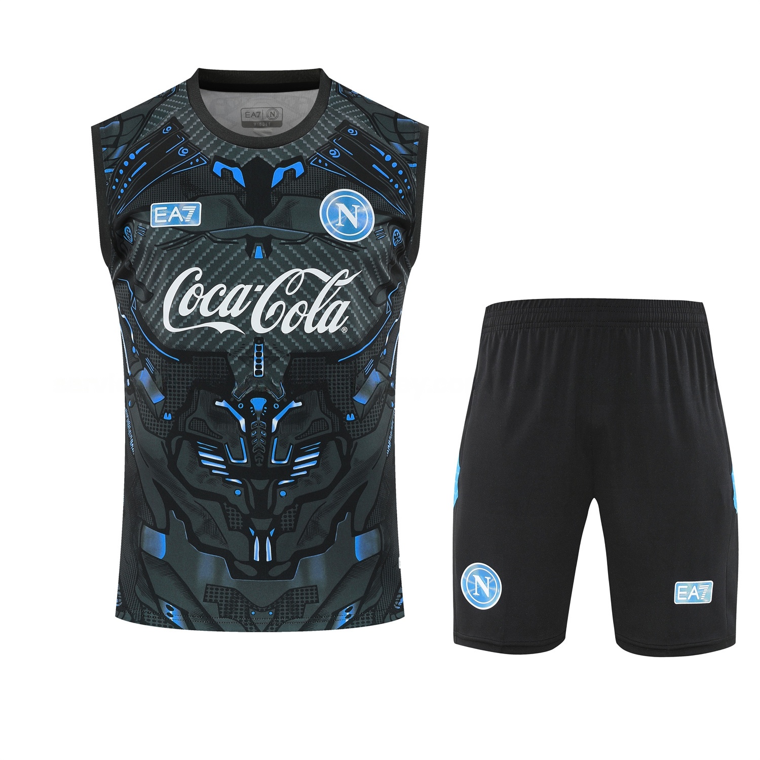 Napoli 25-26 Vest Training Set - Black Mecha Vest & Black Shorts - SOCCERDEALSHOP