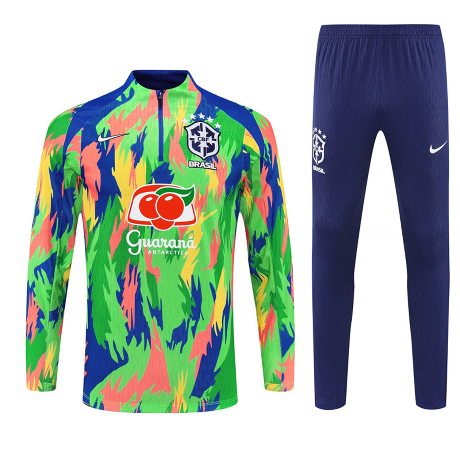 Brazil 25-26 Long Sleeve Training Set - Colorful Camouflage Top & Royal Blue Pants - SOCCERDEALSHOP