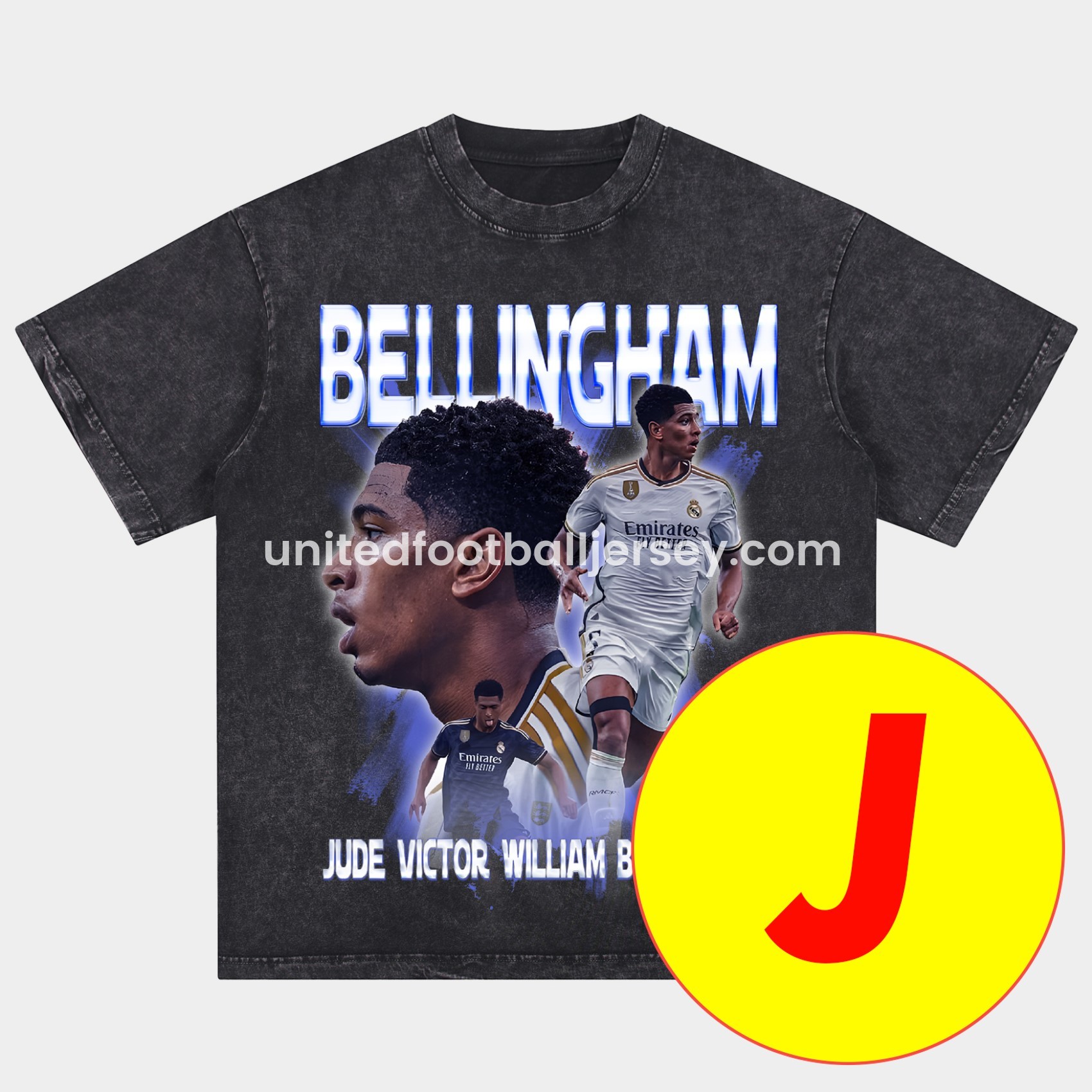 Bellingham Real Madrid England 24-25 25-26 Oversized Washed T-Shirt - SOCCERDEALSHOP