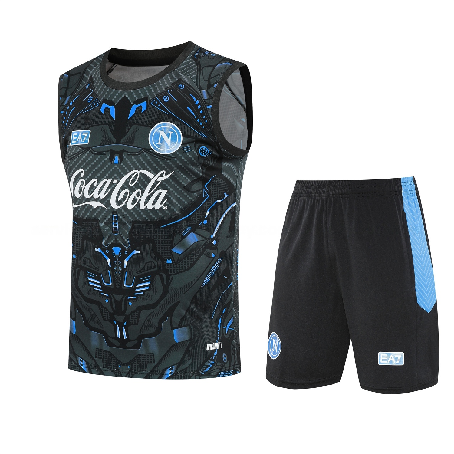 Napoli 25-26 Vest Training Set - Black Mecha Vest & Black Shorts - SOCCERDEALSHOP