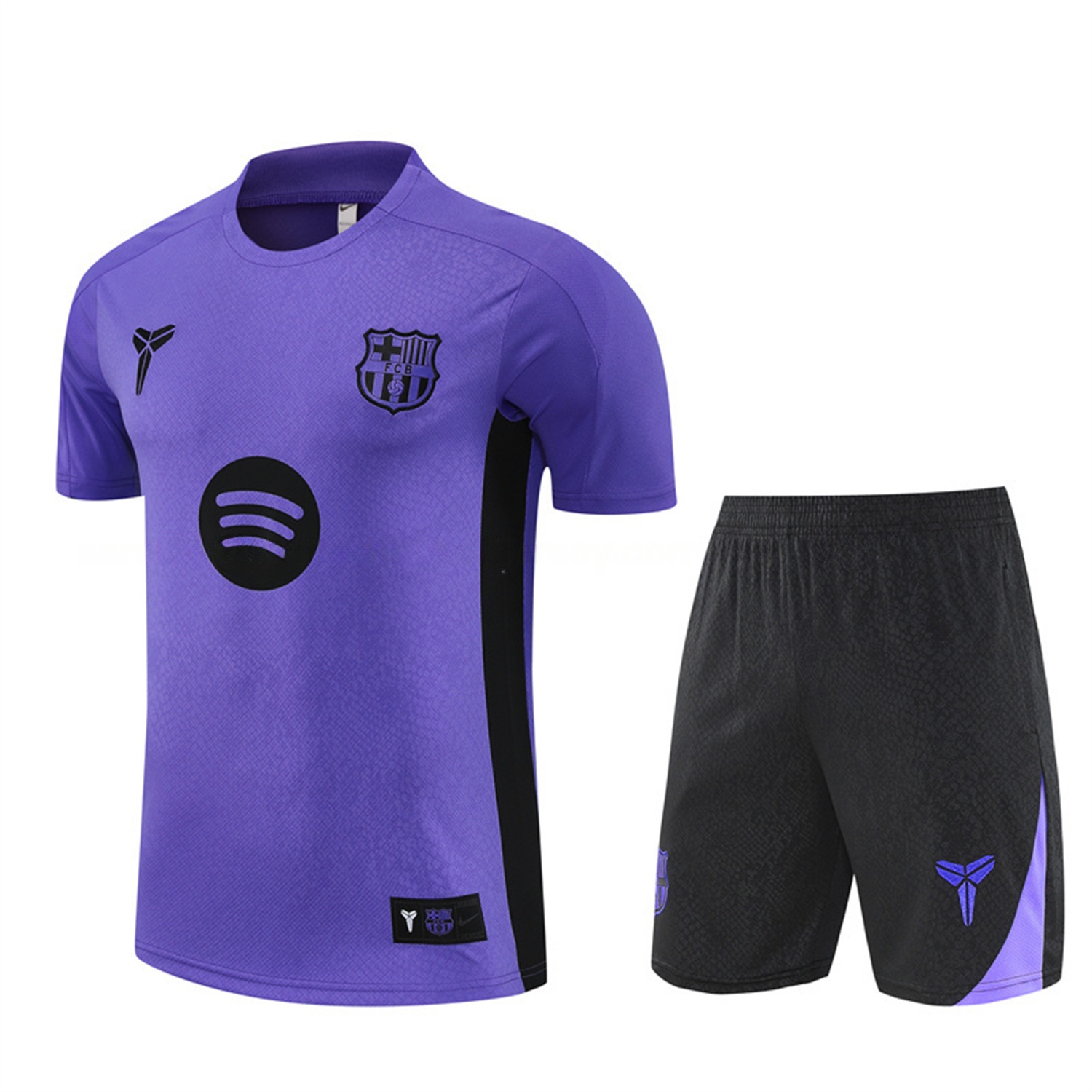 Barcelona 25-26 X KB Short-Sleeve Training Set - Purple Top & Black Shorts - SOCCERDEALSHOP