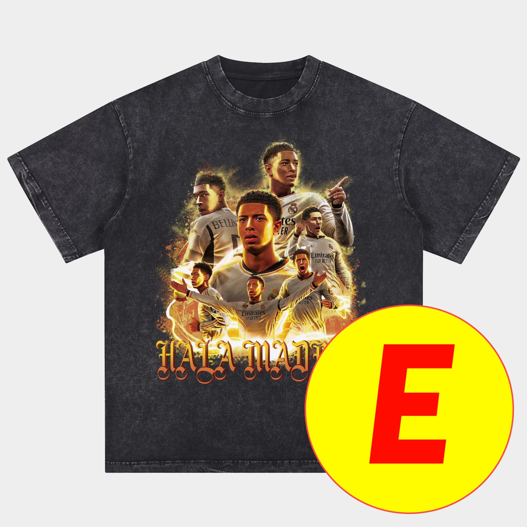 Bellingham Real Madrid England 24-25 25-26 Oversized Washed T-Shirt - SOCCERDEALSHOP