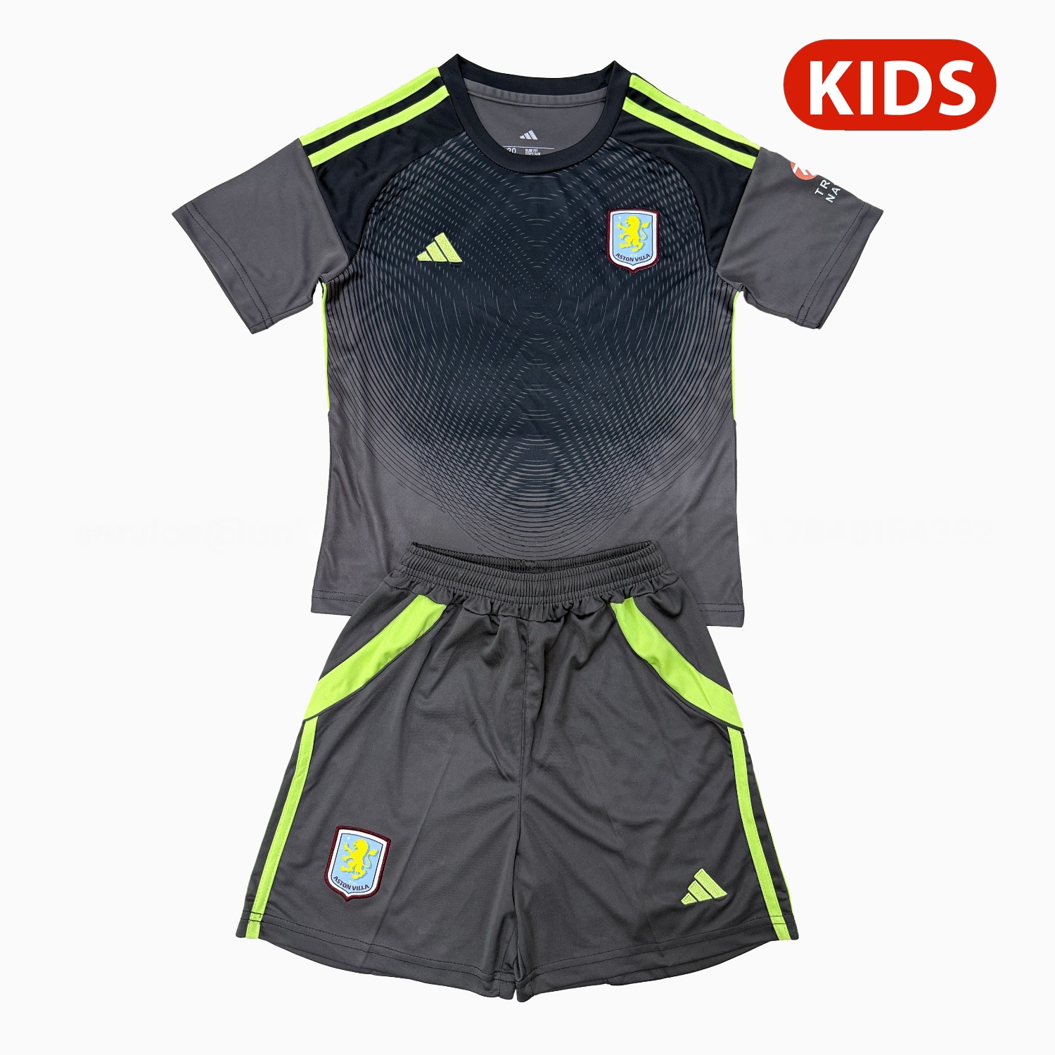 Aston Villa 25-26 Black Goalkeeper Kids Kit - SOCCERDEALSHOP