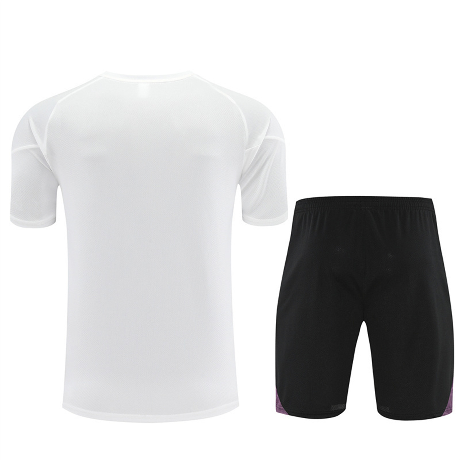 Manchester United 25-26 Kids Short-Sleeve Training Set - White Purple Top & Black Shorts - SOCCERDEALSHOP