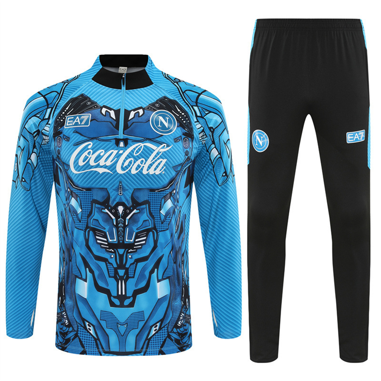 Napoli 25-26 Long Sleeve Training Set - Blue Mecha Top & Black Pants - SOCCERDEALSHOP
