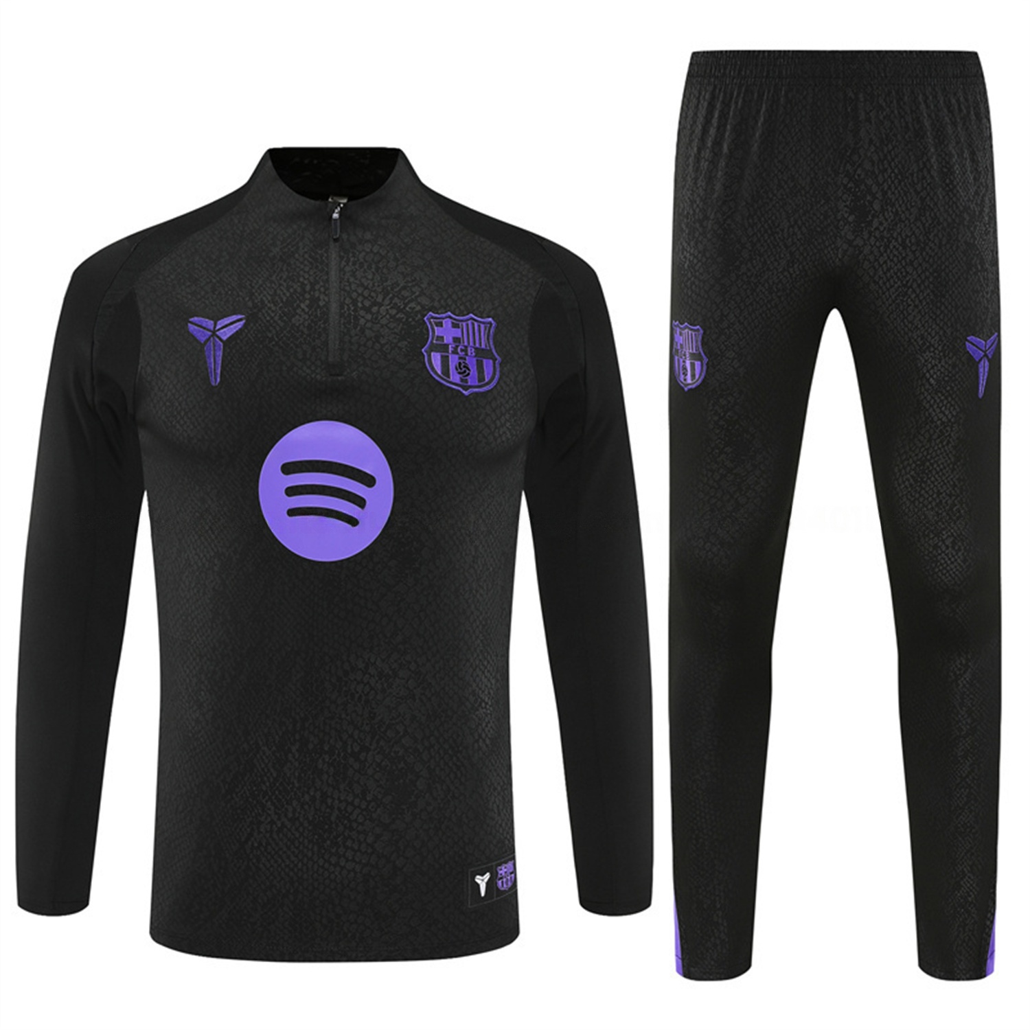 Barcelona 25-26 X KB Long Sleeve Training Set - Black Top & Black Pants - SOCCERDEALSHOP