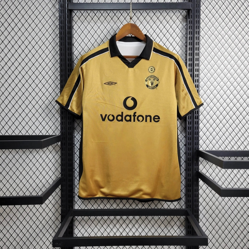 Retro Manchester United 01-02 100th Anniversary Special Edition Jersey - White & Gold - SOCCERDEALSHOP