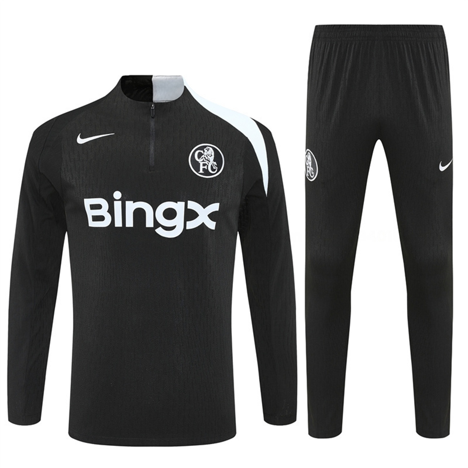 C.H.E.L.S.E.A 25-26 Kids Long Sleeve Training Set - Player Version - Black Top and Black Pants - SOCCERDEALSHOP