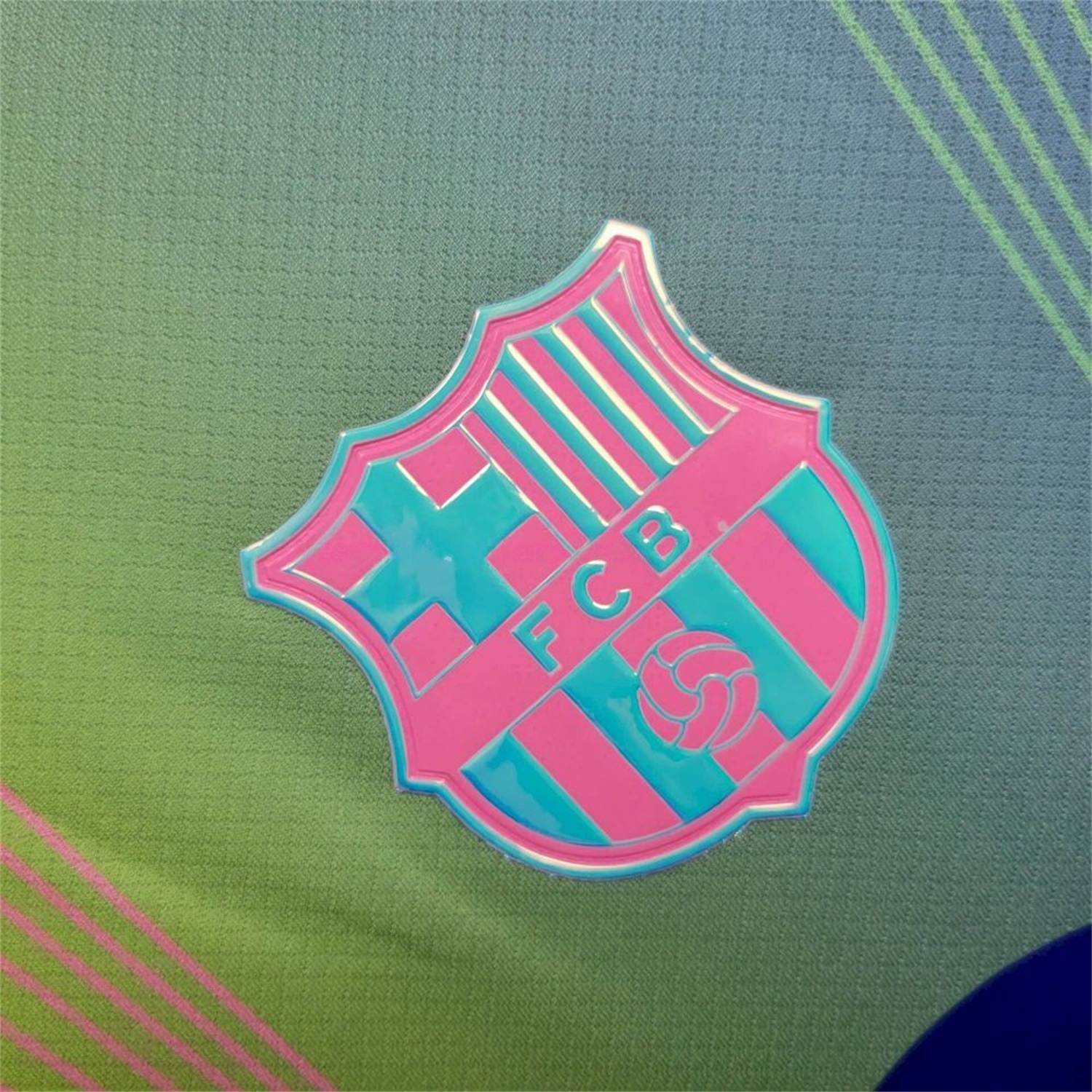 Barcelona 25-26 T90 Pink Lines Green And Blue Gradient Special Jersey - Fans Version - SOCCERDEALSHOP