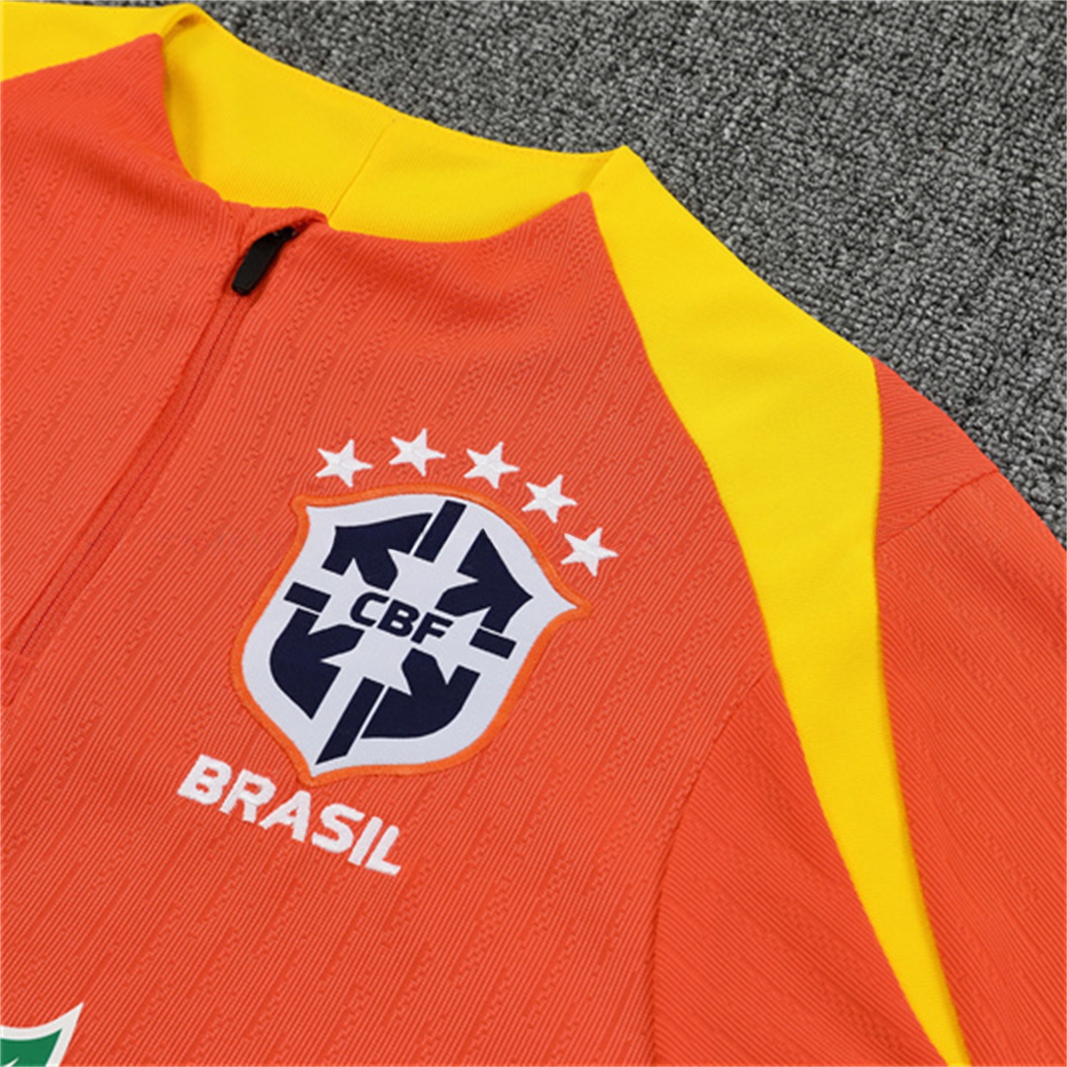Brazil 25-26 Long Sleeve Training Set - Player Version - Orange Top and Black Pants - SOCCERDEALSHOP