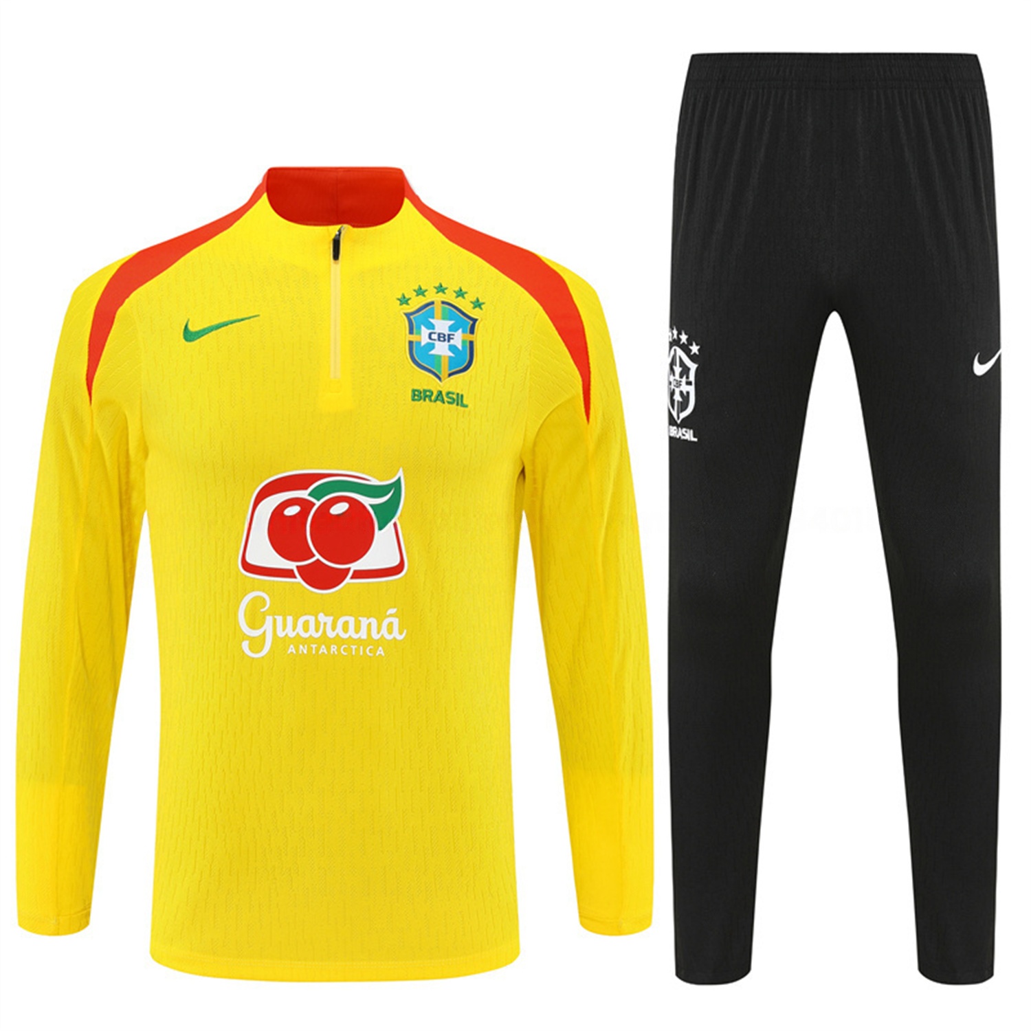 Brazil 25-26 Long Sleeve Training Set - Player Version - Yellow Top and Black Pants - SOCCERDEALSHOP