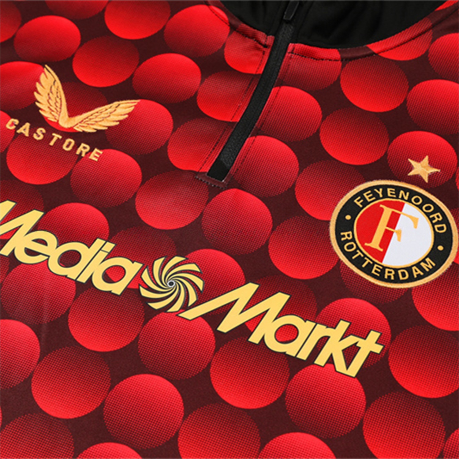 Feyenoord 25-26 Long Sleeve Training Set - Red Top & Black Pants - SOCCERDEALSHOP