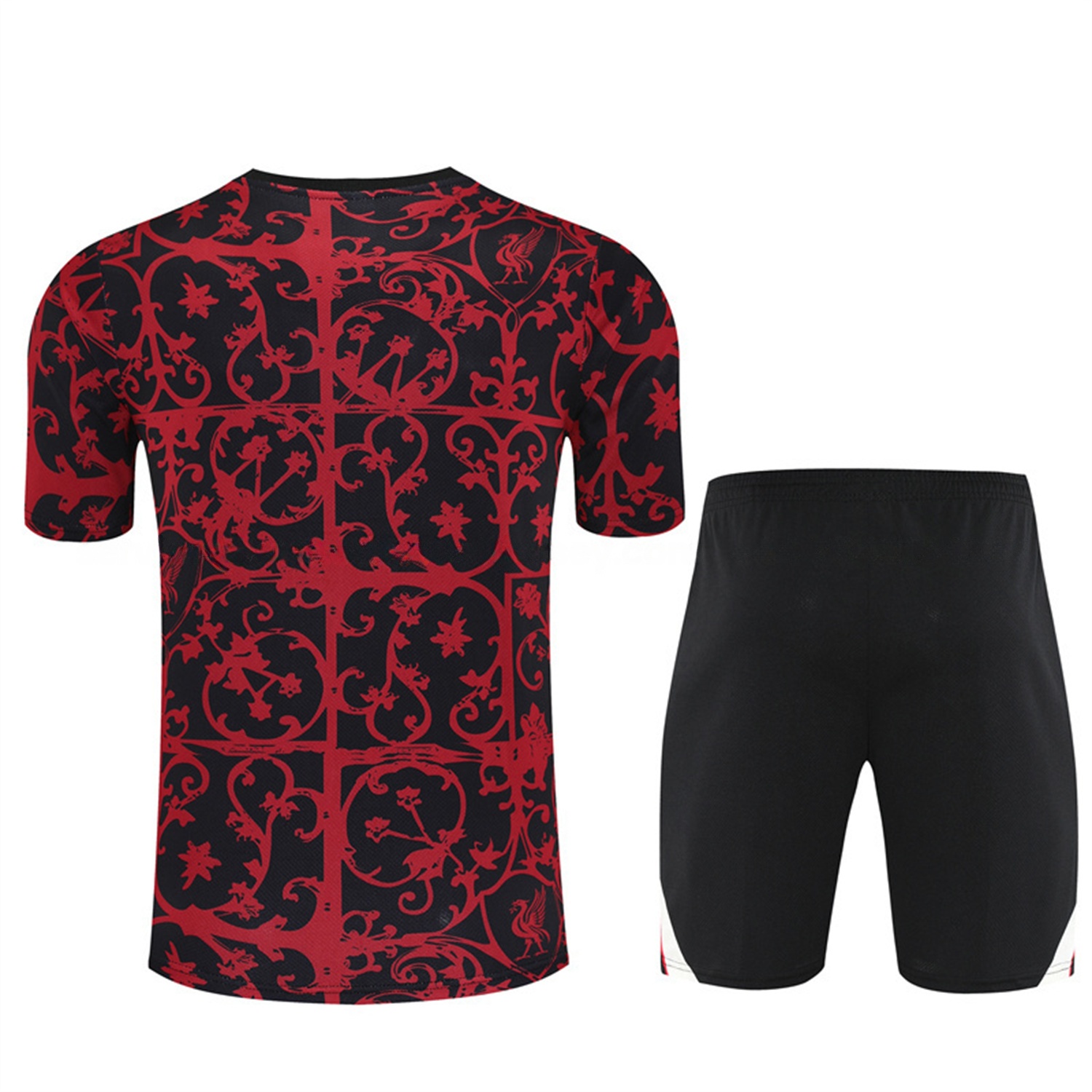 Liver.pool 25-26 Short-Sleeve Training Set - Red Camouflage Top & Black Shorts - SOCCERDEALSHOP