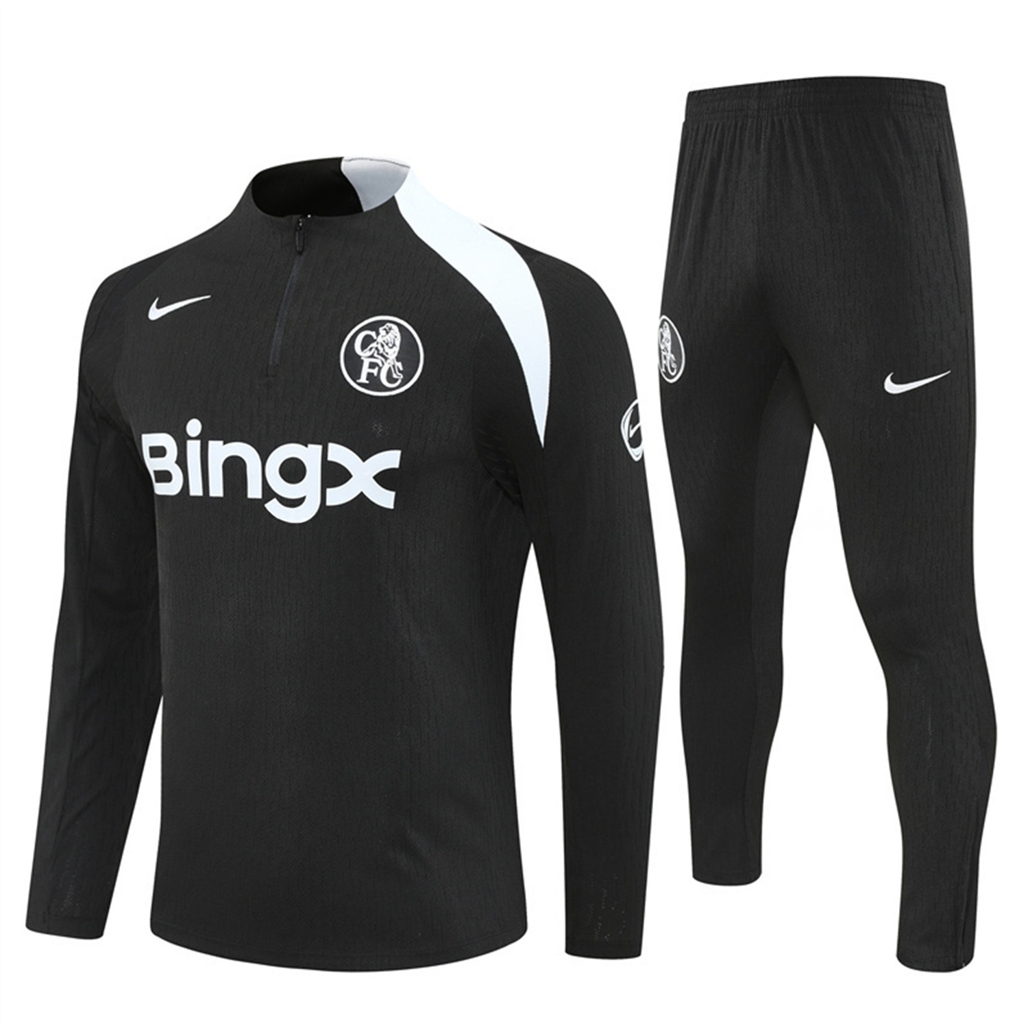 C.H.E.L.S.E.A 25-26 Long Sleeve Training Set - Player Version - Black Top and Black Pants - SOCCERDEALSHOP