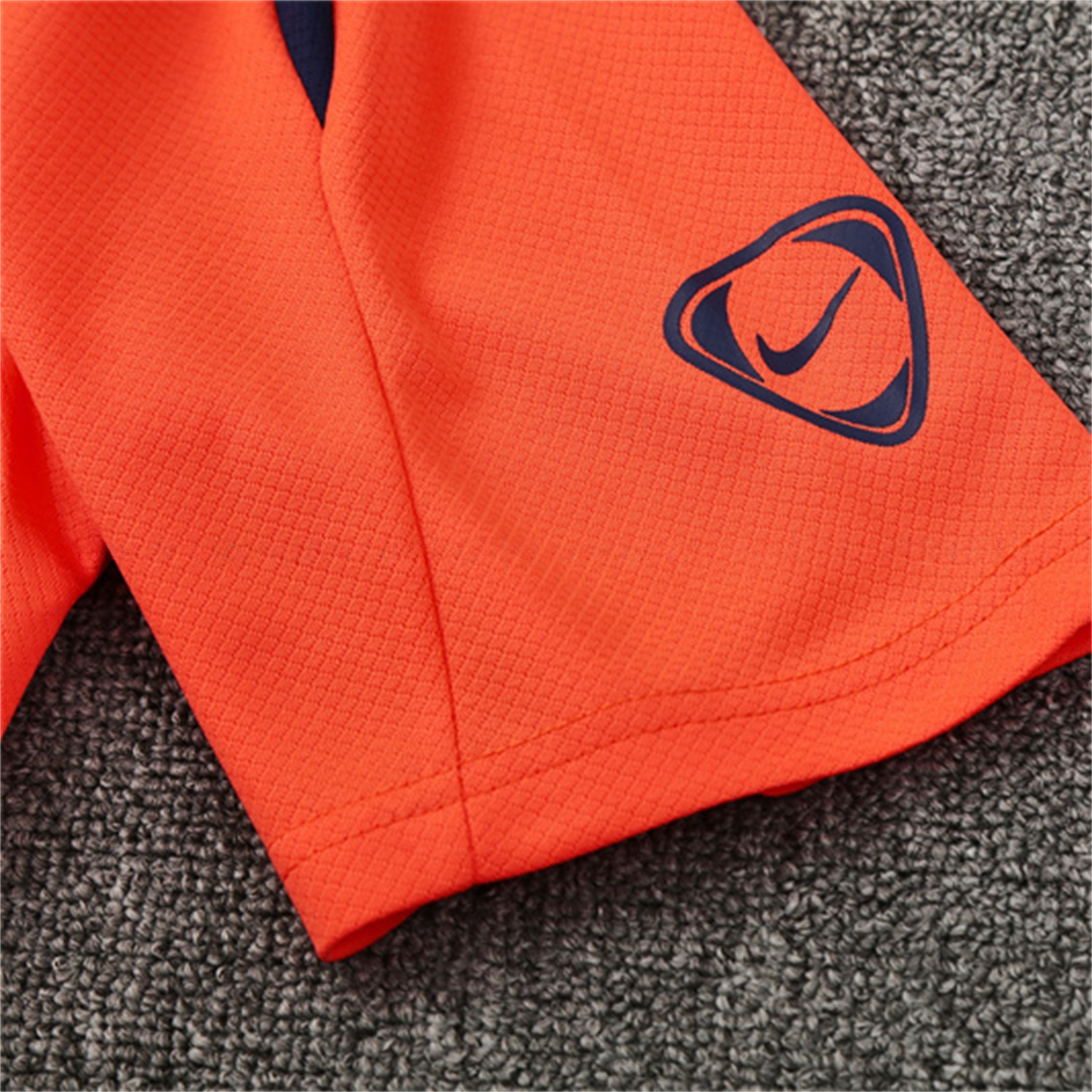 Barcelona 25-26 Kids Short-Sleeve Training Set - Orange Top Royal Blue Sponsor & Royal Blue Shorts - SOCCERDEALSHOP