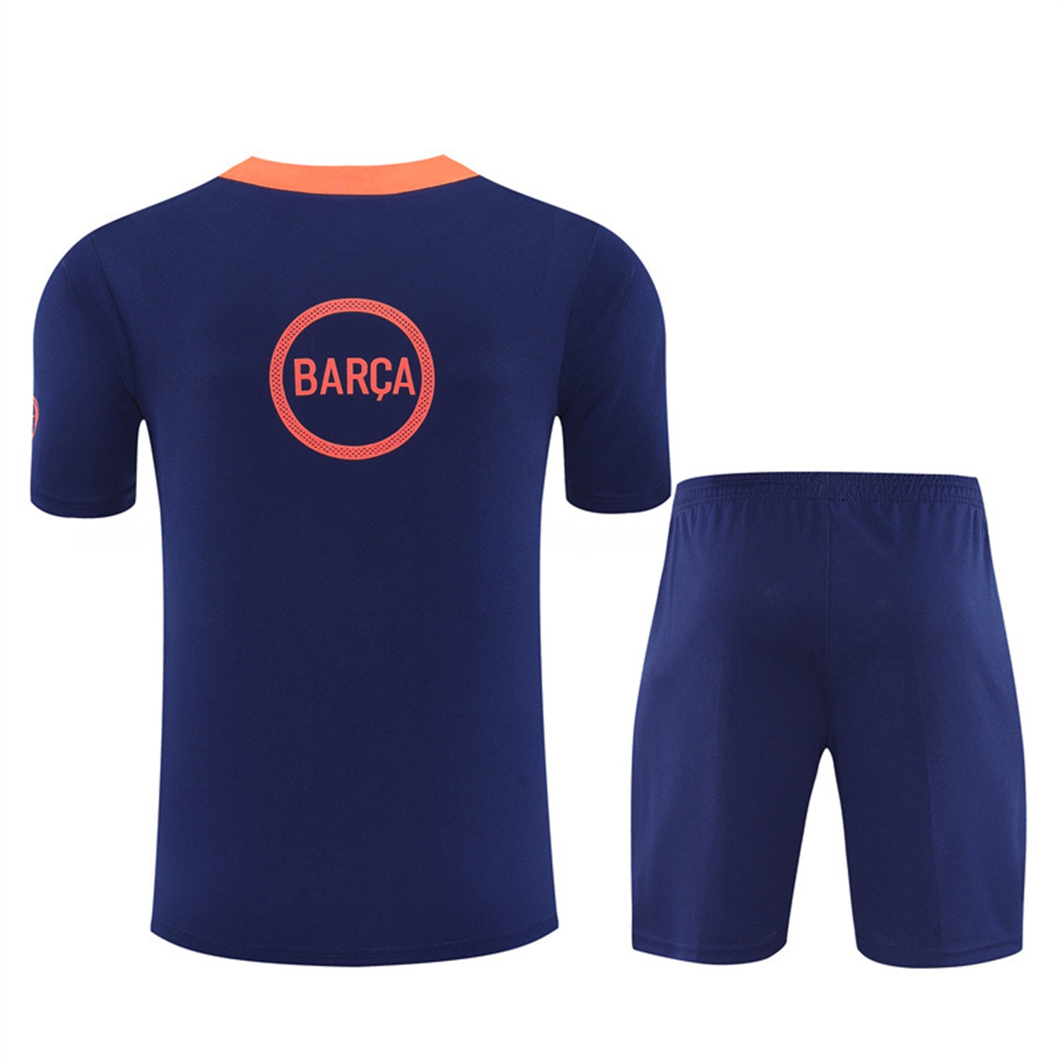 Barcelona 25-26 Short-Sleeve Training Set - Red Blue Line Top & Blue Shorts - SOCCERDEALSHOP