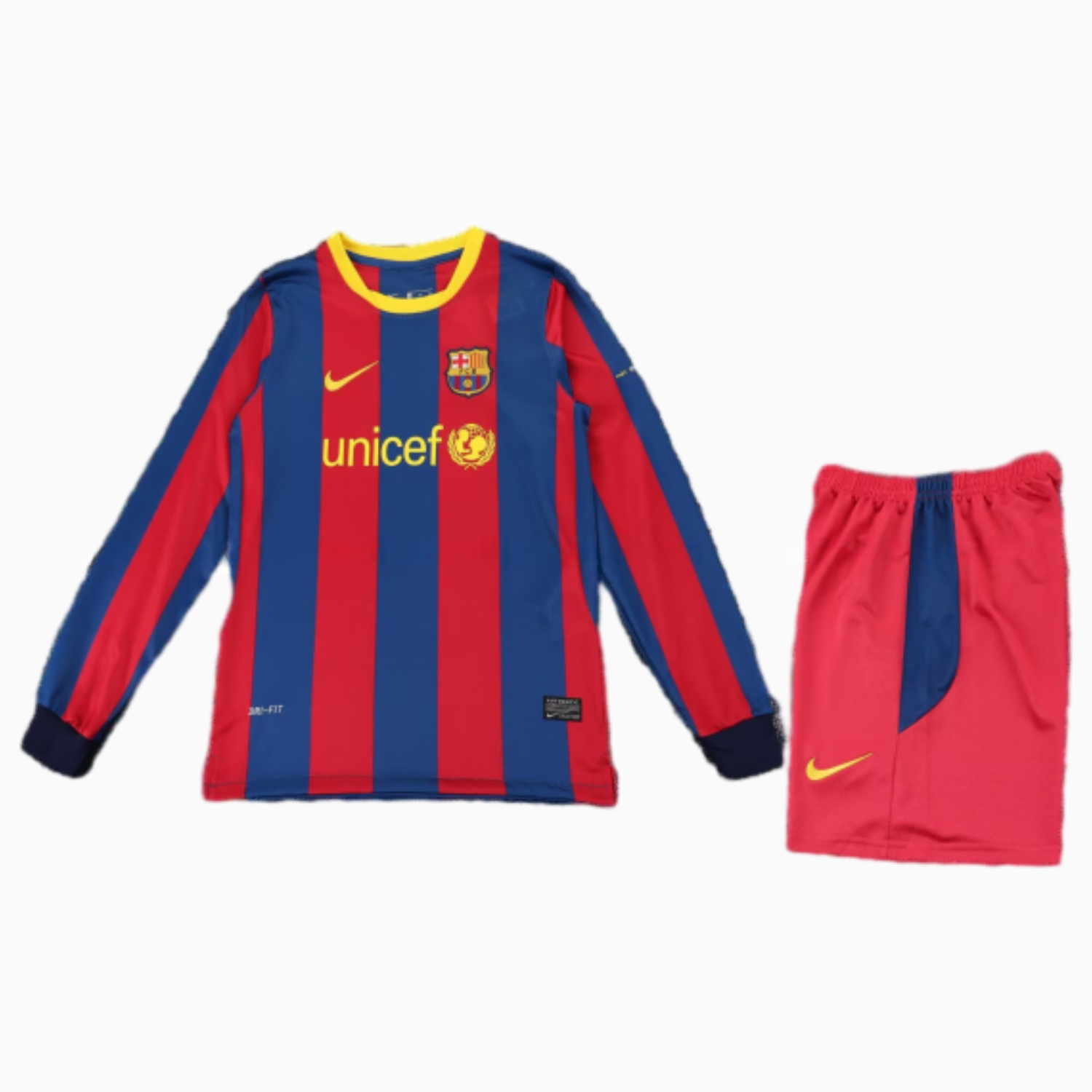 Retro Barcelona 2010-11 Home Long Sleeves Kids Kit - SOCCERDEALSHOP
