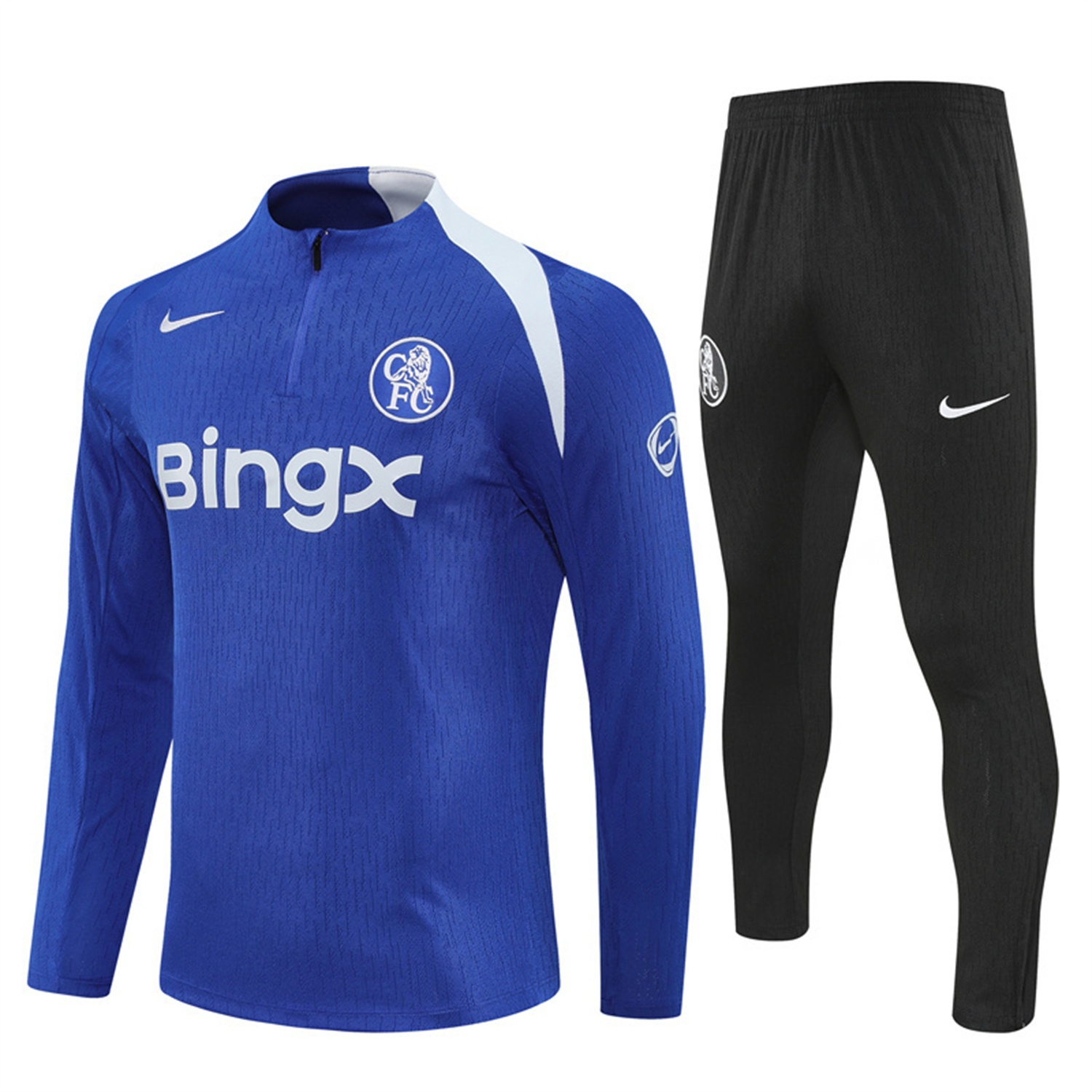C.H.E.L.S.E.A 25-26 Long Sleeve Training Set - Player Version - Blue Top and Black Pants - SOCCERDEALSHOP