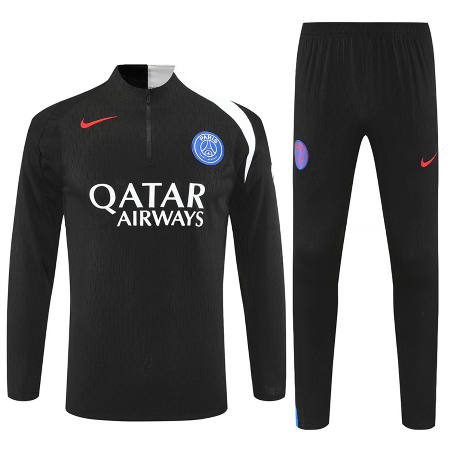 Paris Saint-Germain PSG 25-26 Long Sleeve Training Set - Player Version - Black Top and Black Pants - SOCCERDEALSHOP