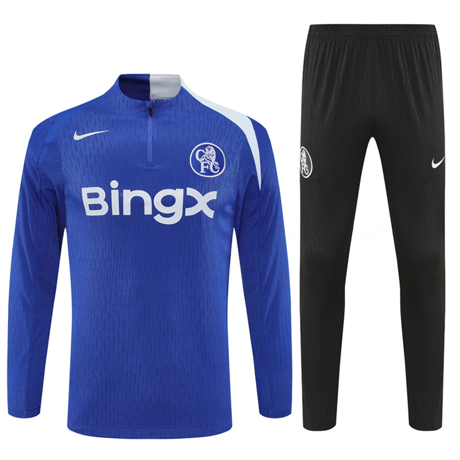 C.H.E.L.S.E.A 25-26 Kids Long Sleeve Training Set - Player Version - Blue Top and Black Pants - SOCCERDEALSHOP