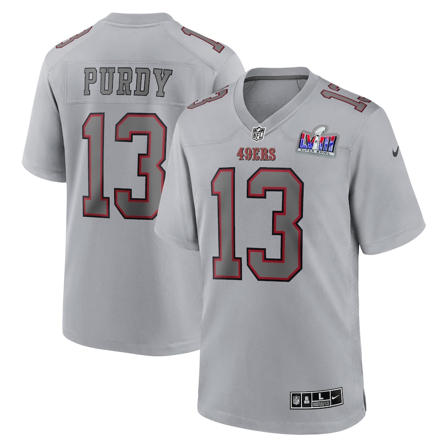 Mens San Francisco 49ers Brock Purdy  Gray Super Bowl LVIII Atmosphere Fashion Game Jersey