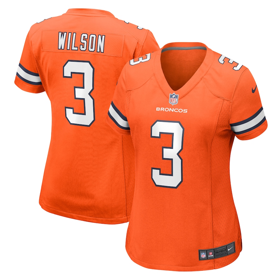 Womens Denver Broncos Russell Wilson  Orange Player Game Jersey