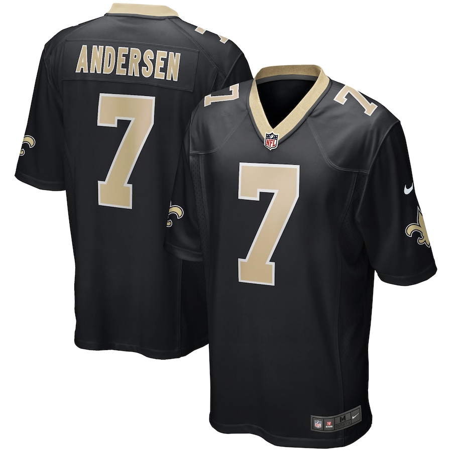 Mens New Orleans Saints Morten Andersen  Black Game Retired Player Jersey