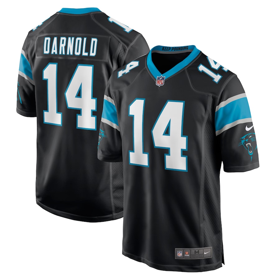 Mens Carolina Panthers Sam Darnold  Black Game Player Jersey