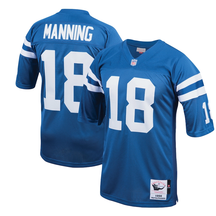 Mens Indianapolis Colts 1998 Peyton Manning  Royal Authentic Throwback Retired Player Jersey