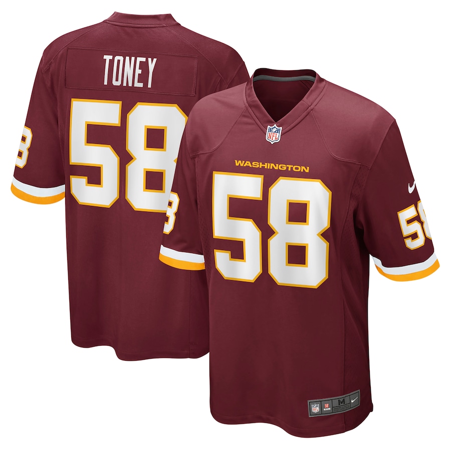 Mens Washington Football Team Shaka Toney  Burgundy Game Jersey