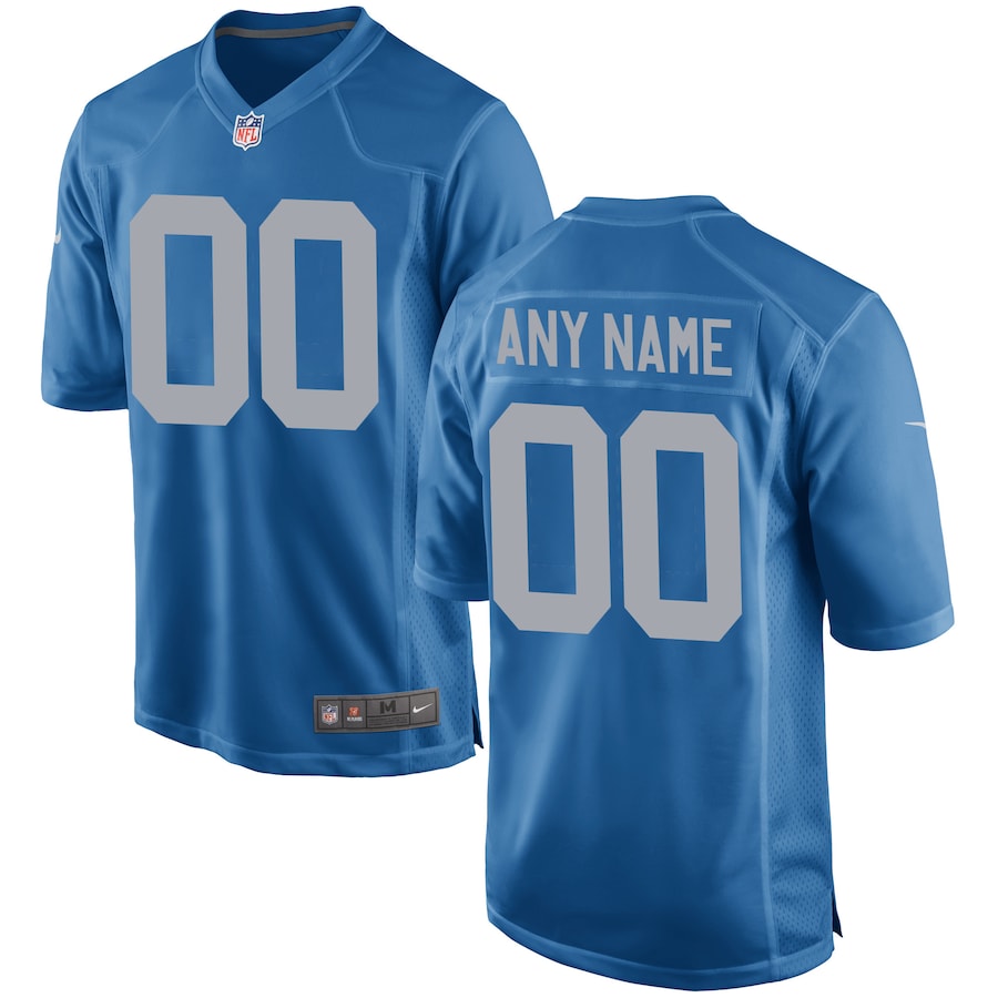 Mens Detroit Lions  Blue Throwback Custom Game Jersey