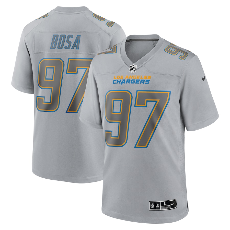 Mens Los Angeles Chargers Joey Bosa  Gray Atmosphere Fashion Game Jersey