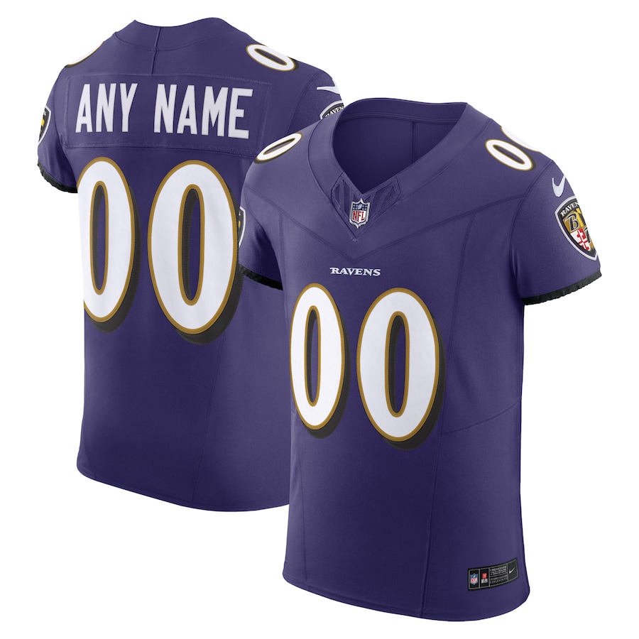 Mens Baltimore Ravens  Purple Vapor F.U.S.E. Elite Custom Jersey