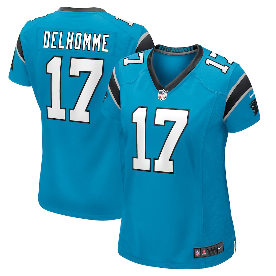 Womens Carolina Panthers Jake Delhomme  Blue Retired Player Jersey